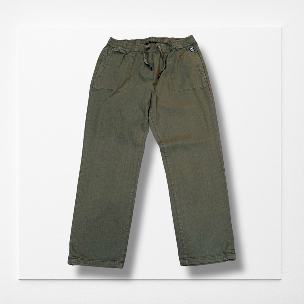 BACKCOUNTRY Olive Green Drawstring Elastic Waist Pants, Size Large